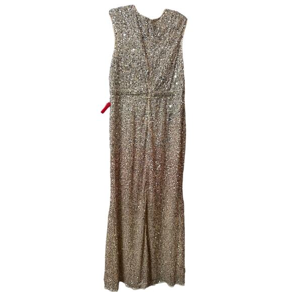 Mac Duggal Sequin Gown Cream Ombre Size 14 New Retails $398 - Picture 4 of 6